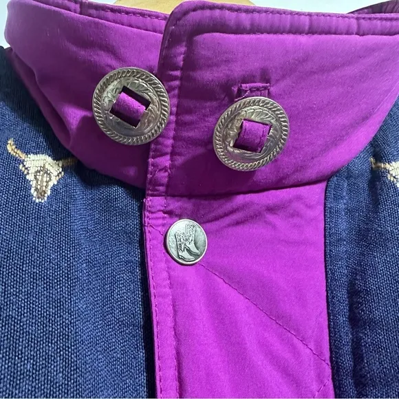 Rare Kenny Rogers purple pink western Longhorn cow winter ski coat jacket large