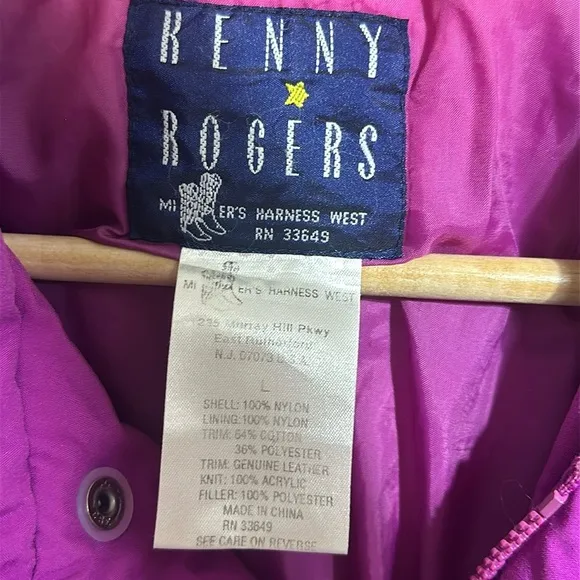 Rare Kenny Rogers purple pink western Longhorn cow winter ski coat jacket large