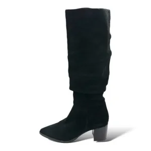 REAL Leather Blondo Tallis Knee High Waterproof Black Suede Block Heel Boots 9