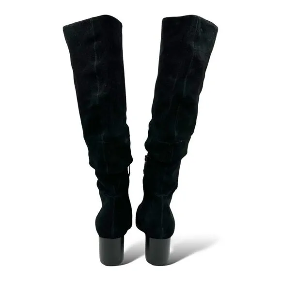 REAL Leather Blondo Tallis Knee High Waterproof Black Suede Block Heel Boots 9