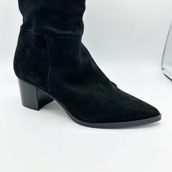REAL Leather Blondo Tallis Knee High Waterproof Black Suede Block Heel Boots 9