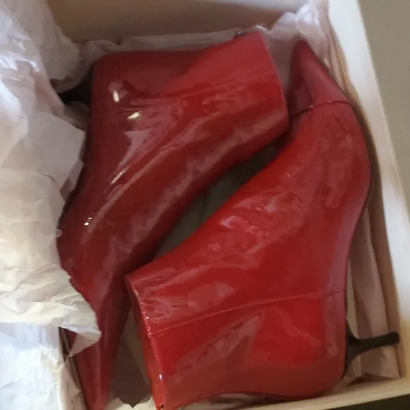 Red Patent Leather Ankle Boots