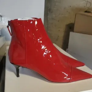 Red Patent Leather Ankle Boots