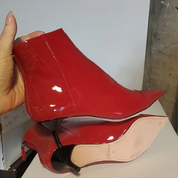 Red Patent Leather Ankle Boots