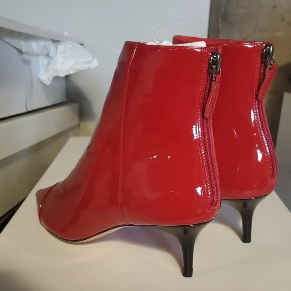 Red Patent Leather Ankle Boots