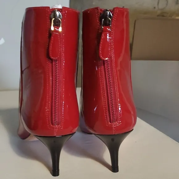 Red Patent Leather Ankle Boots