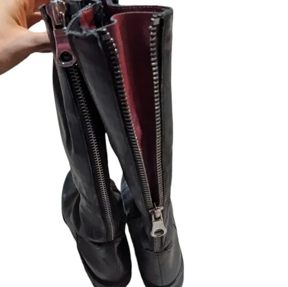 Remonte Womens Black Leather Tall Riding Boots Fleece Lined Size 41 US 9.5