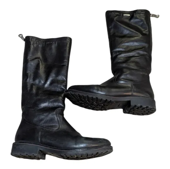 Remonte Womens Black Leather Tall Riding Boots Fleece Lined Size 41 US 9.5