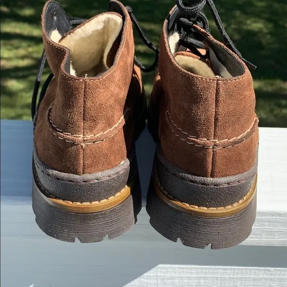 Rieker brown suede Sherpa lined winter ankle boots sz 6