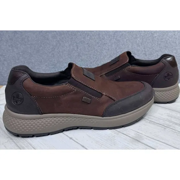 Rieker Deploy Men's Slip-On Shoes Sneakers Tex Leather‎ Brown Size 44/US 10.5