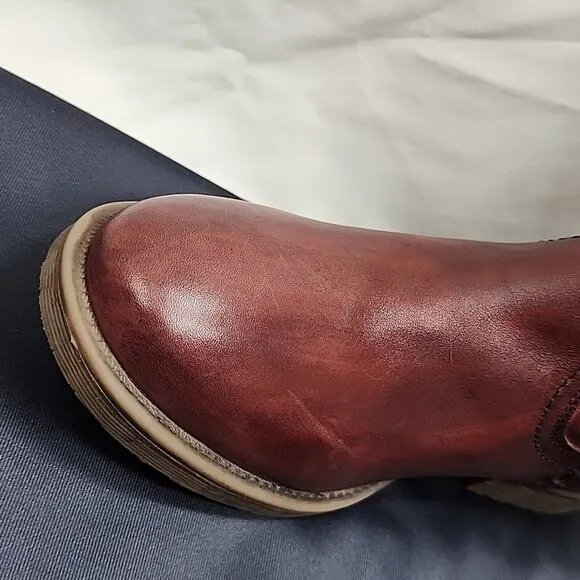 ROAN BY BED STU DATE TALL LEATHER RIDING BOOTS NWOB SIZE 8.5 BURGUNDY