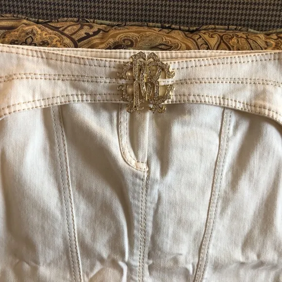 ROBERTO CAVALLI Off White Denim Pencil Skirt SZ 40