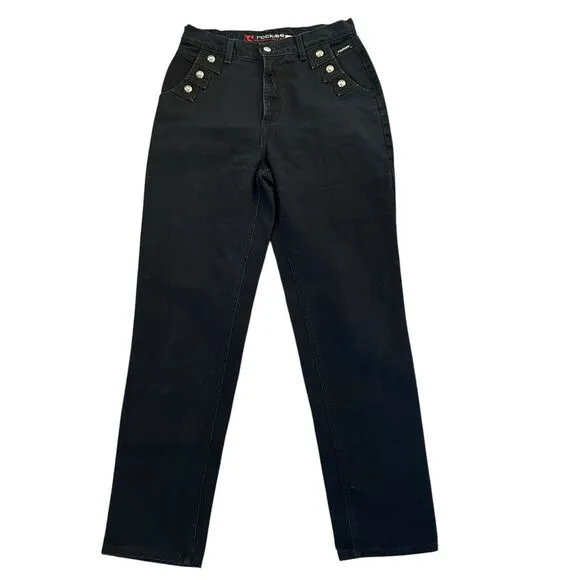 Rockies Vintage Western High Waist Bareback Studded Denim Jeans 13/14 (30 x 33)