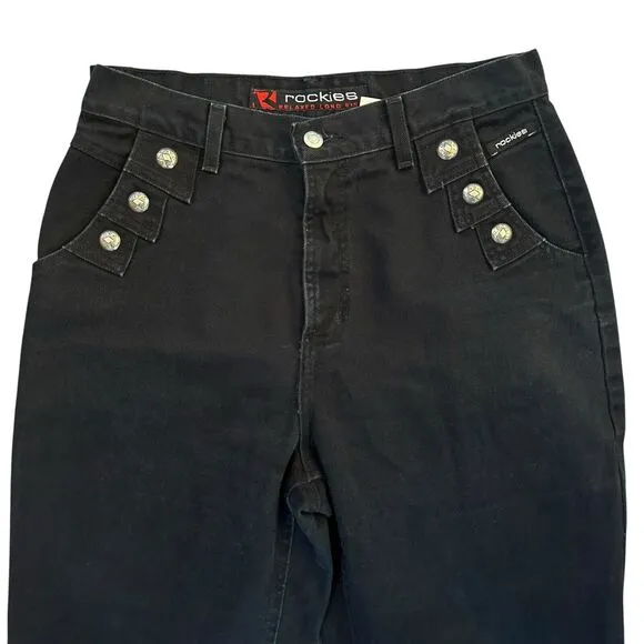 Rockies Vintage Western High Waist Bareback Studded Denim Jeans 13/14 (30 x 33)