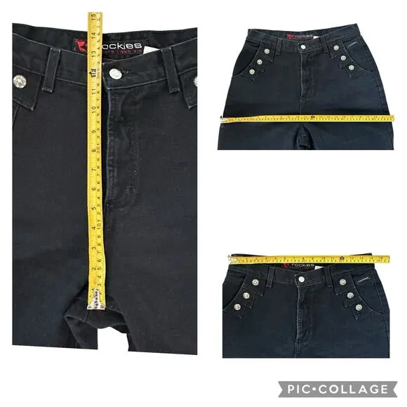 Rockies Vintage Western High Waist Bareback Studded Denim Jeans 13/14 (30 x 33)
