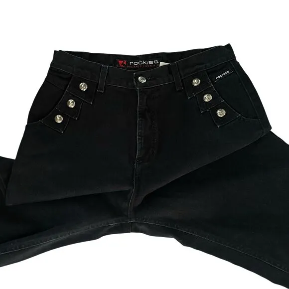Rockies Vintage Western High Waist Bareback Studded Denim Jeans 13/14 (30 x 33)