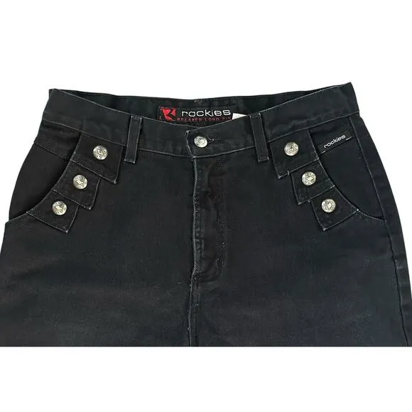 Rockies Vintage Western High Waist Bareback Studded Denim Jeans 13/14 (30 x 33)