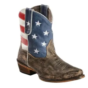 ROPER WOMEN'S AMERICAN BEAUTY FLAG ANKLE BOOTS Size 8 #008