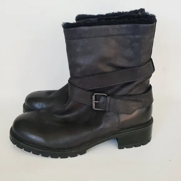 Ross &amp; Snow Moto Emilina Moto Black Boots 10