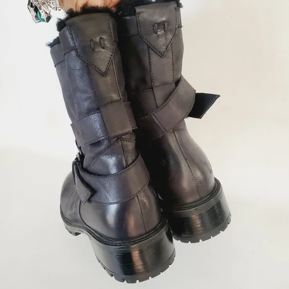 Ross &amp; Snow Moto Emilina Moto Black Boots 10