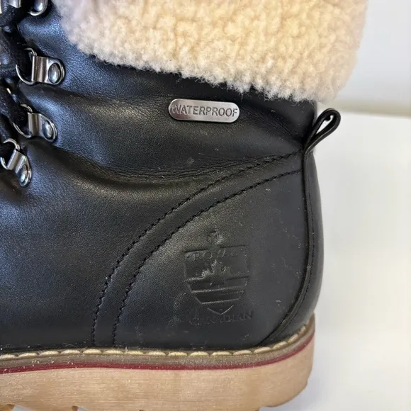 Royal Canadian Lethbridge Winter Boots Black Leather Fur Waterproof Women’s 8