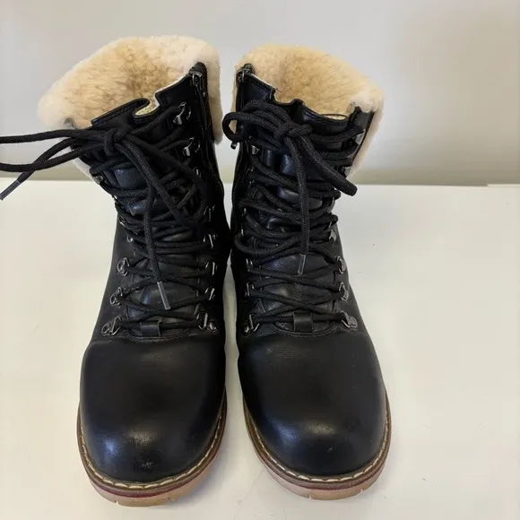 Royal Canadian Lethbridge Winter Boots Black Leather Fur Waterproof Women’s 8