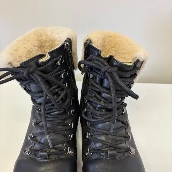 Royal Canadian Lethbridge Winter Boots Black Leather Fur Waterproof Women’s 8