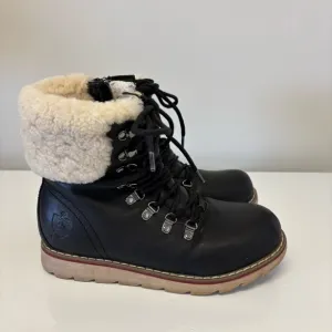 Royal Canadian Lethbridge Winter Boots Black Leather Fur Waterproof Women’s 8