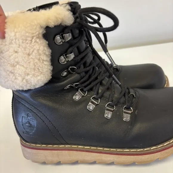 Royal Canadian Lethbridge Winter Boots Black Leather Fur Waterproof Women’s 8