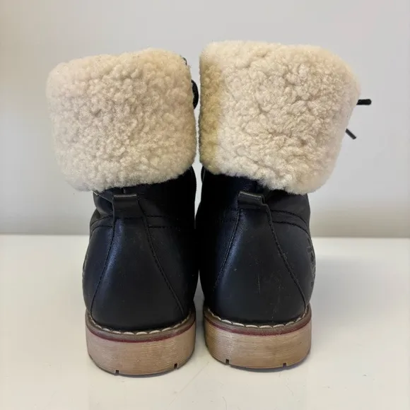 Royal Canadian Lethbridge Winter Boots Black Leather Fur Waterproof Women’s 8