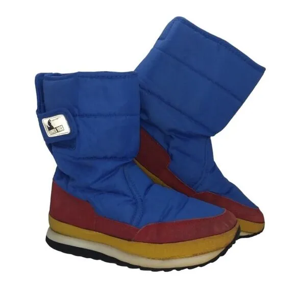 Rubber Duck Boys Pre-owned Insulated Blue &amp; Red Winter Boots - sz. 6 1/2