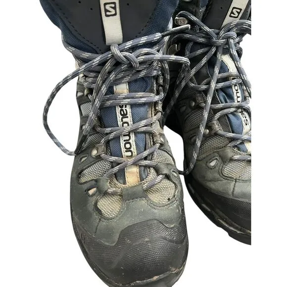 Salomon Quest 4 Mid‎ GTX Blue Outdoor Hiking Trail Boots Women's Size 7