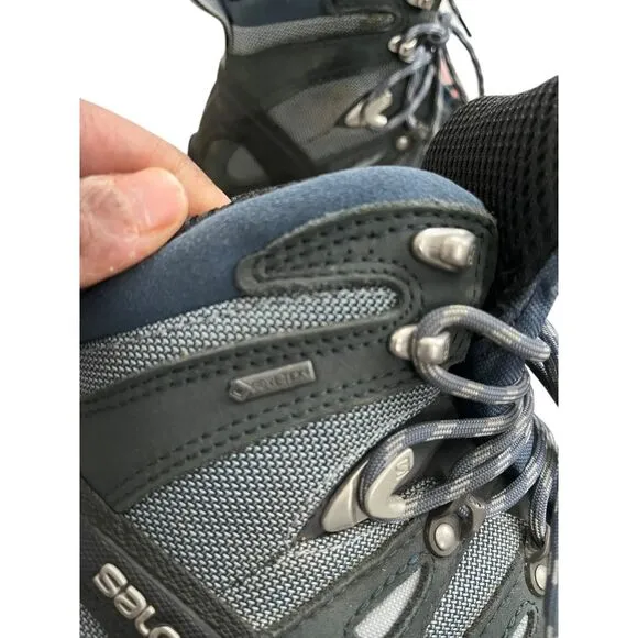 Salomon Quest 4 Mid‎ GTX Blue Outdoor Hiking Trail Boots Women's Size 7