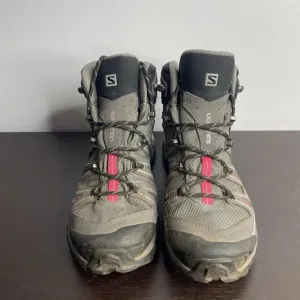 Salomon Womens X Ultra 2 Mid GTX Gore-Tex Gray Pink Hiking Boots 371477 Size 9.5