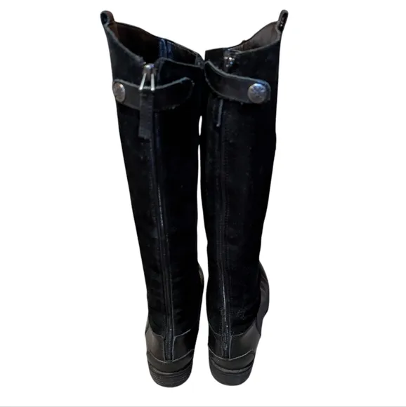 Sam Edelman Boots Pembroke Black Suede Leather Riding 8.5 Equestrian Preppy