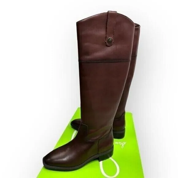 SAM EDELMAN Drina Leather Riding Boot Terrazo Brown NIB -‎ size 6.5 Equestrian