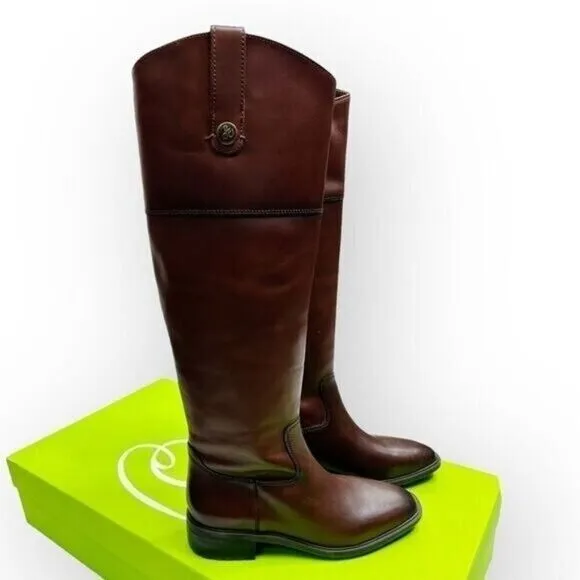 SAM EDELMAN Drina Leather Riding Boot Terrazo Brown NIB -‎ size 6.5 Equestrian