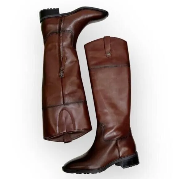 SAM EDELMAN Drina Leather Riding Boot Terrazo Brown NIB -‎ size 6.5 Equestrian