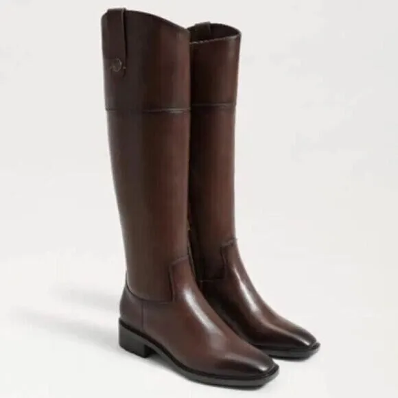SAM EDELMAN Drina Leather Riding Boot Terrazo Brown NIB -‎ size 6.5 Equestrian