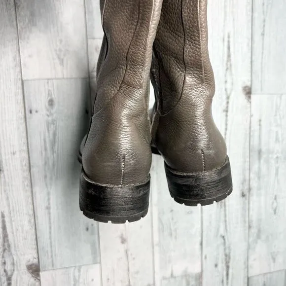 Sam Edelman gray pebbled leather equestrian knee high riding boots size 8.5