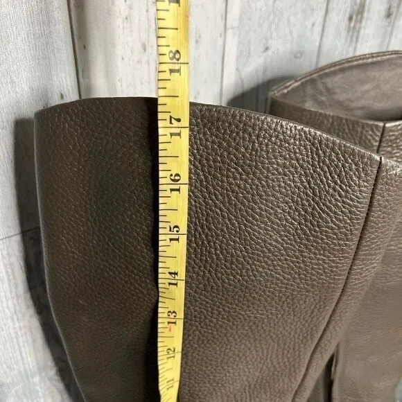 Sam Edelman gray pebbled leather equestrian knee high riding boots size 8.5