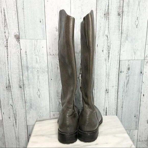 Sam Edelman gray pebbled leather equestrian knee high riding boots size 8.5