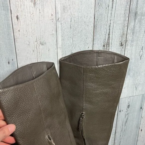 Sam Edelman gray pebbled leather equestrian knee high riding boots size 8.5