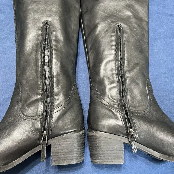 Sam Edelman Loren Boots Sz 8 Women's Black Leather Knee High Riding Equestrian