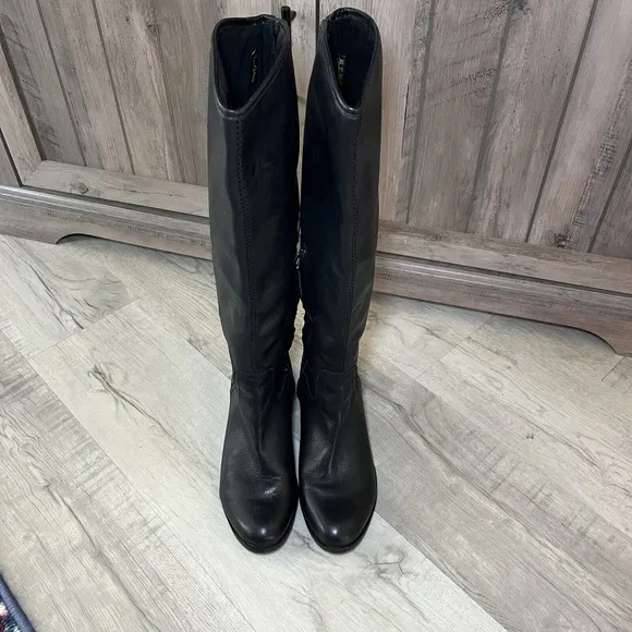 Sam Edelman Loren Boots Sz 8 Women's Black Leather Knee High Riding Equestrian