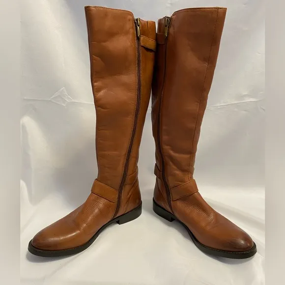 Sam Edelman Moore Tall Riding Equestrian Tan Buckle Detail Women’s Boot Size 7.5