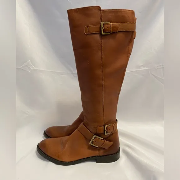 Sam Edelman Moore Tall Riding Equestrian Tan Buckle Detail Women’s Boot Size 7.5