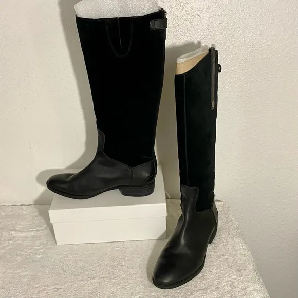 Sam Edelman Pembrooke Black Suede Leather Riding Boots Women’s Size 8.5M