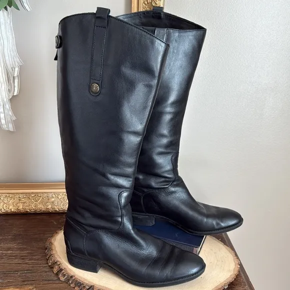 Sam Edelman 'Penny 2' Black Leather Wide Calf Tall Riding Boots. Women’s 8M
