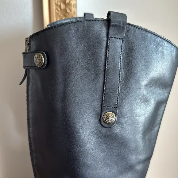 Sam Edelman 'Penny 2' Black Leather Wide Calf Tall Riding Boots. Women’s 8M